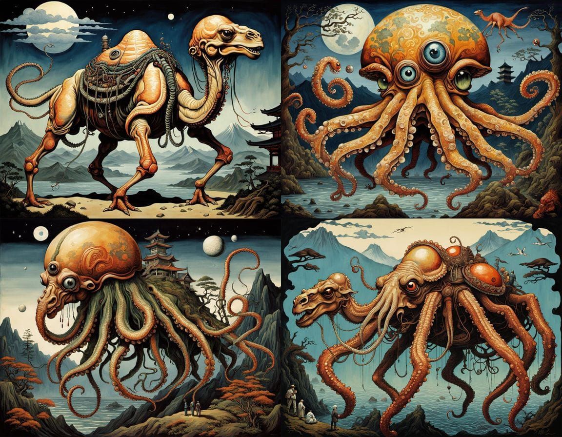 Surreal Mutant Creature in Egon Schiele Style