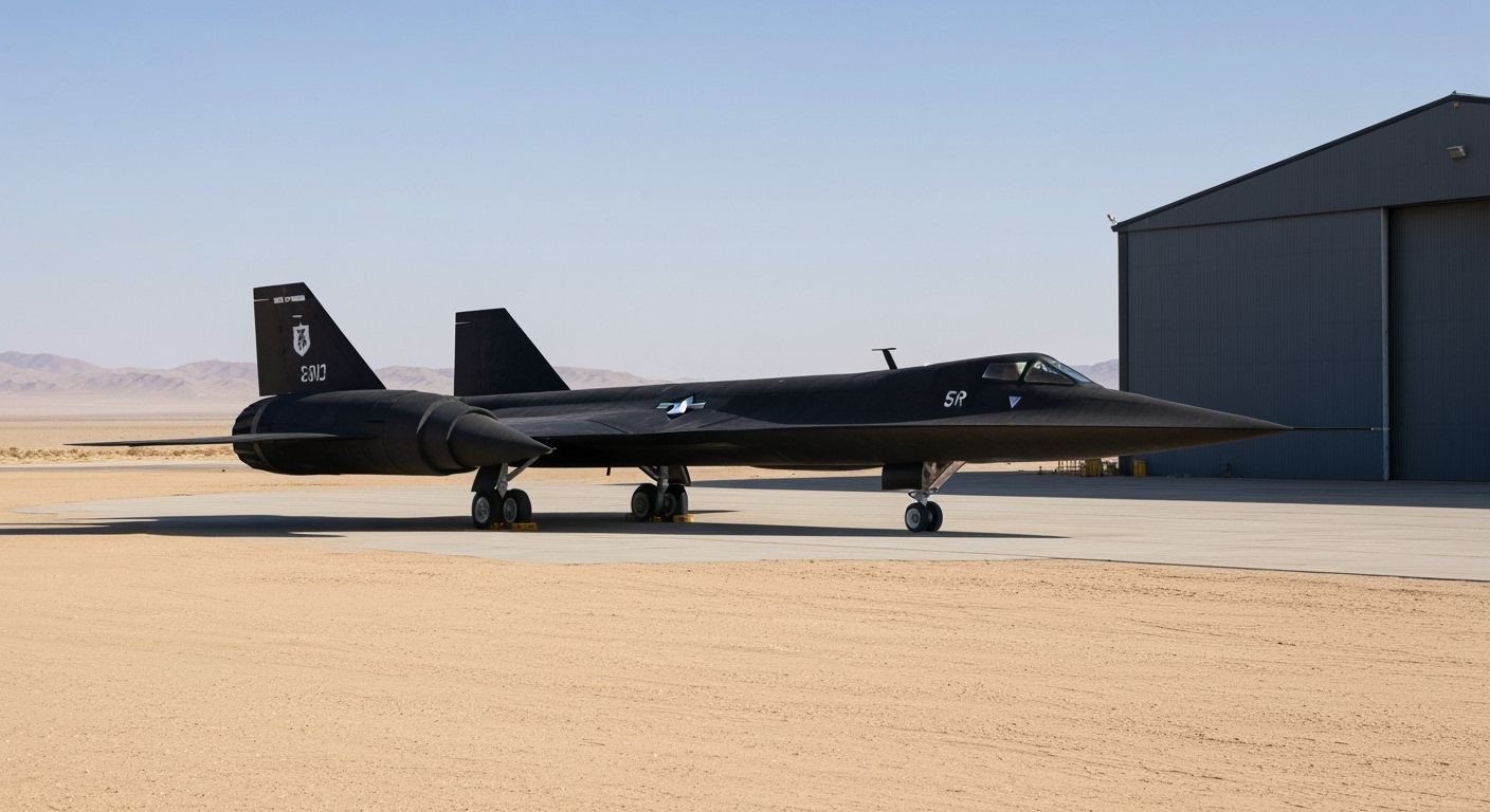 Lockheed SR-71 Blackbird on Desert Airfield