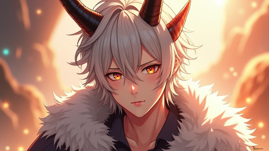 Anime Wight Devil with Silver Hair, 3D Render