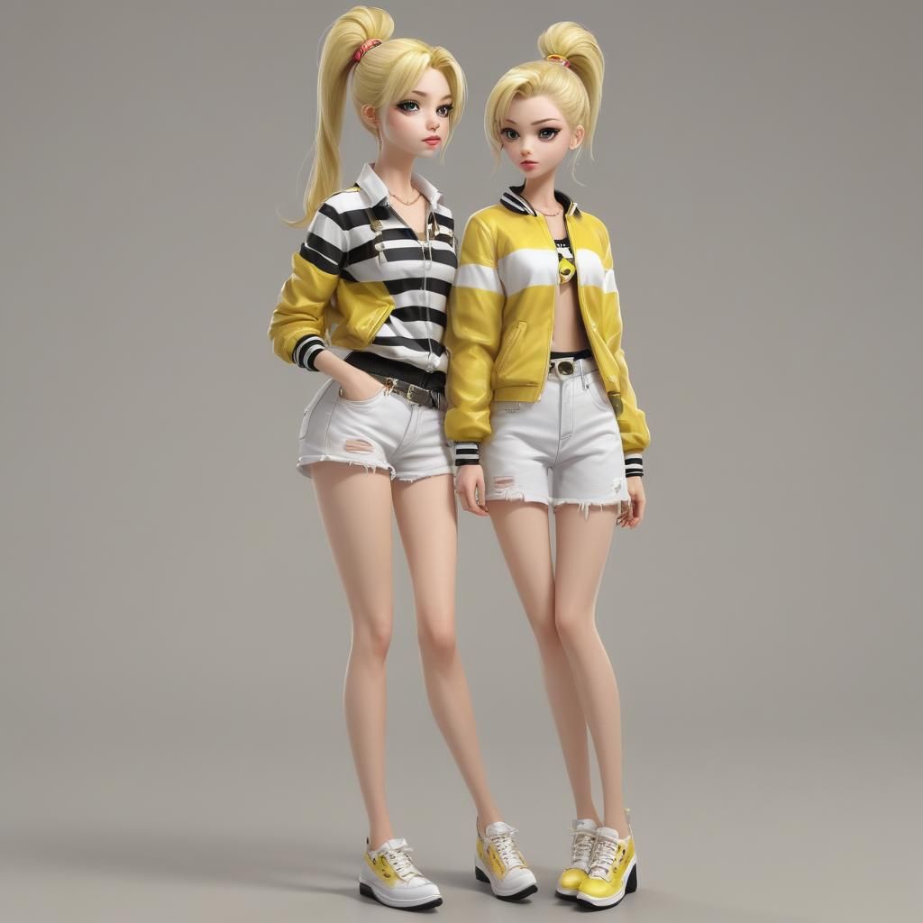 Blond Teenager with Ponytail in Anime Style