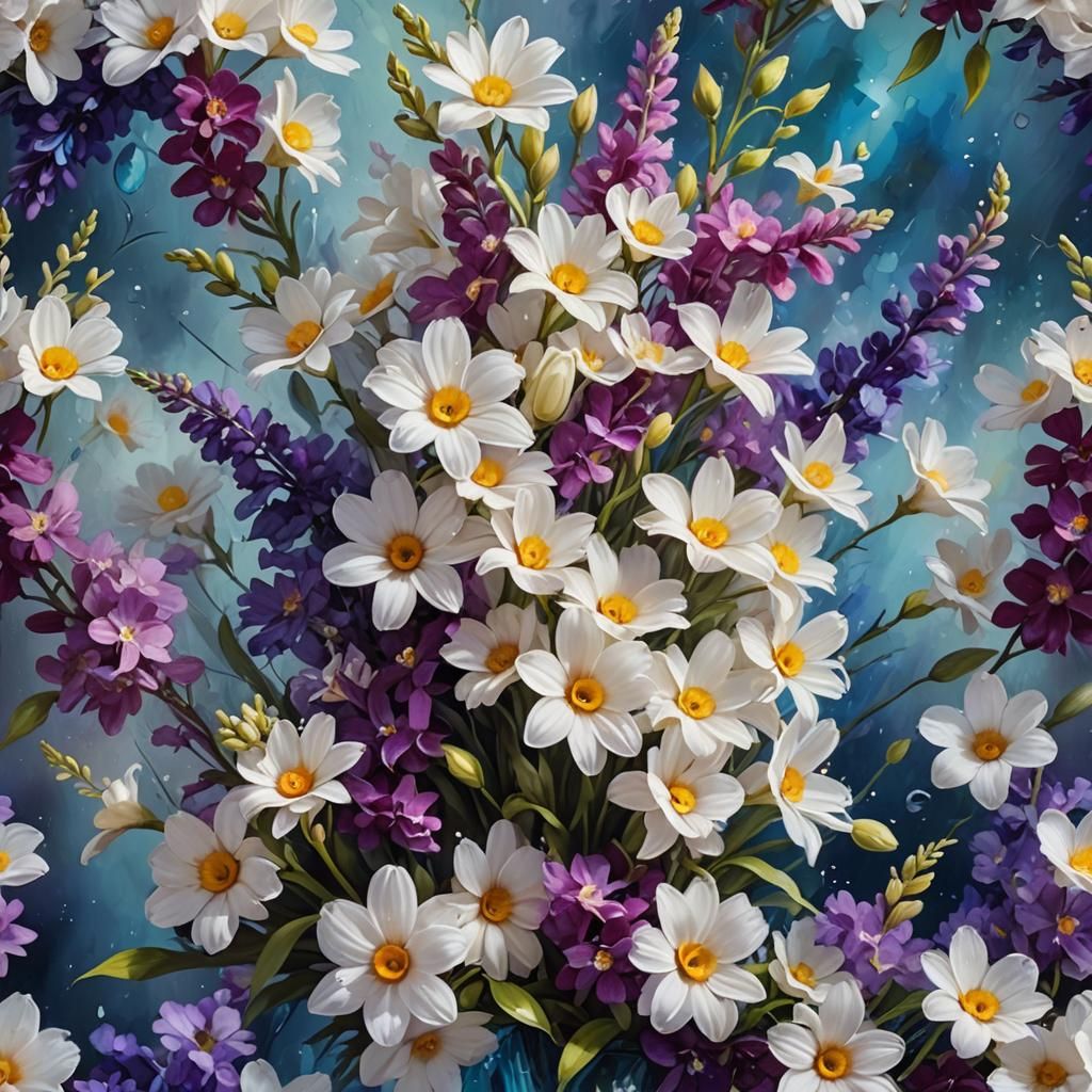 Floral Bouquet Concept Art with Dynamic Brushstrokes