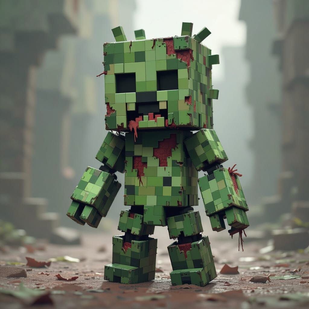 Zombie Creeper Toy in Tattered Gothic Costume