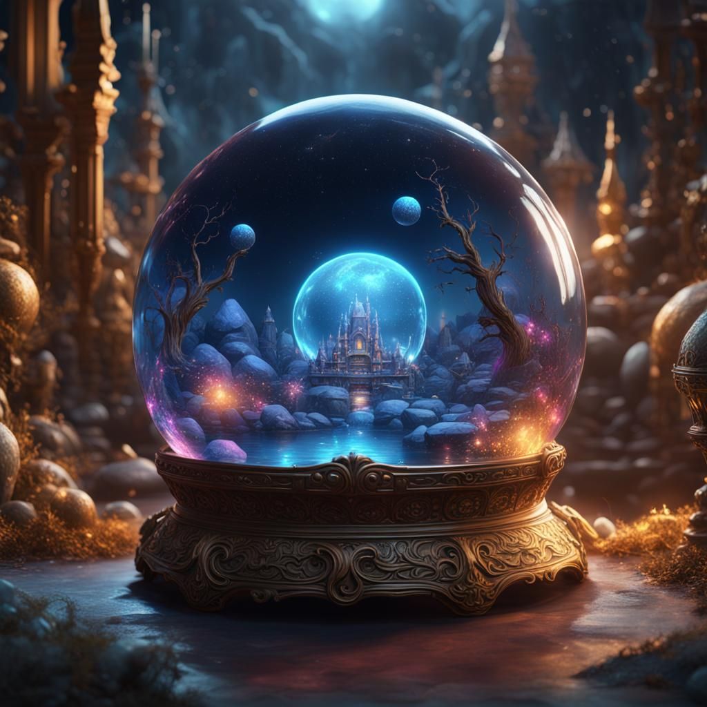 Enchanting Liquid Crystal Ball in Detailed Digital Art