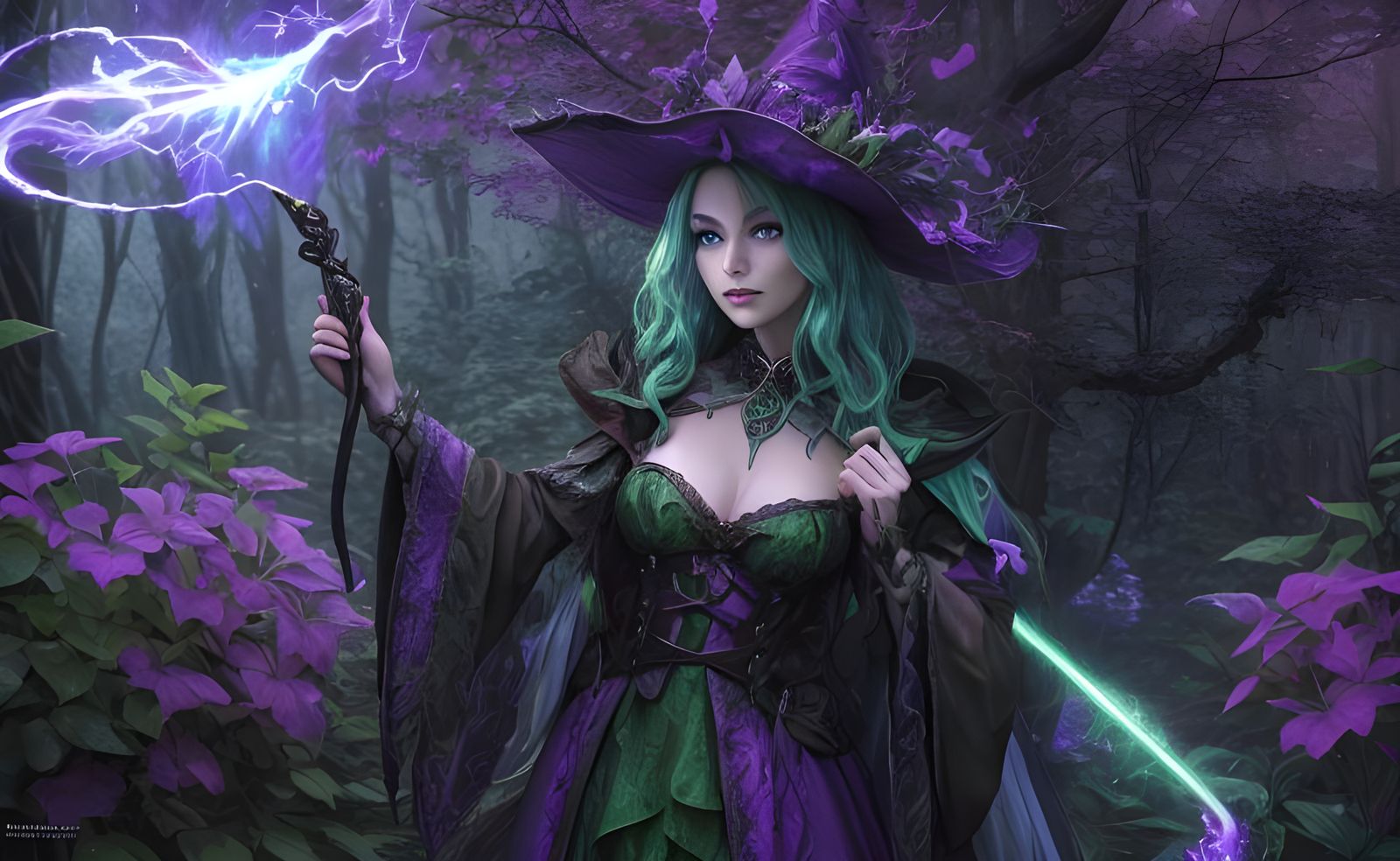 Sorcerer in Dark Fairytale Forest with Celtic Symbols