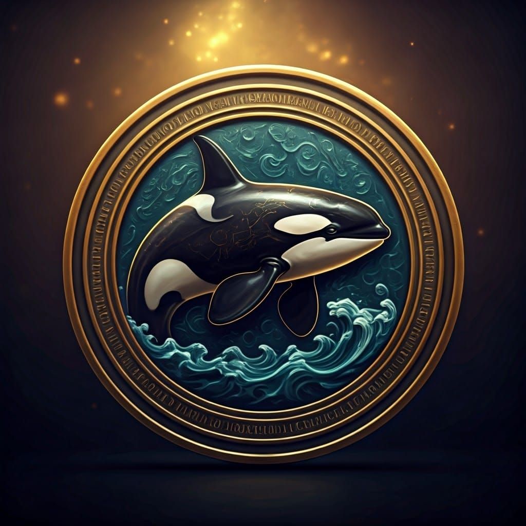 Onyx and Gold Killer Whale Coin