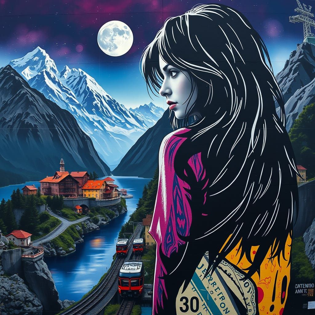 Mysterious Woman Absorbed into Supernatural Urban Landscape