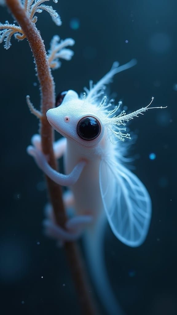 Glowing Amphibian Creature in Abyssal Landscape