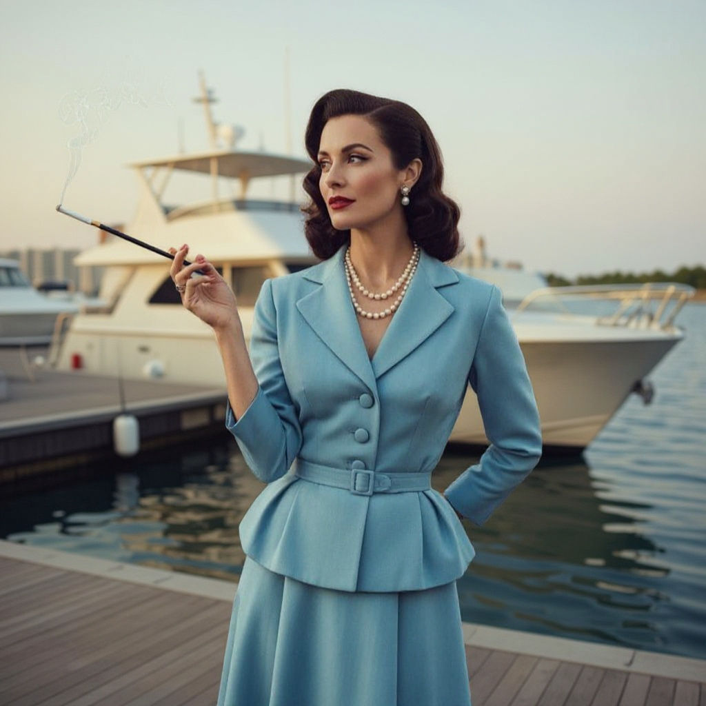 Elegant Woman at Diner in 1950s Style