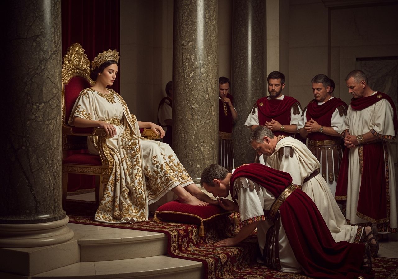 Roman Empress on Golden Throne, Professional Photography