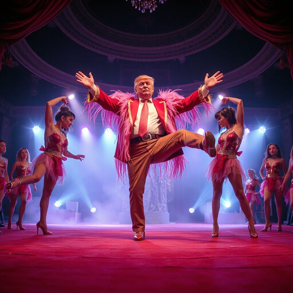 Trump as Showgirl: Extravagant Stage Performance