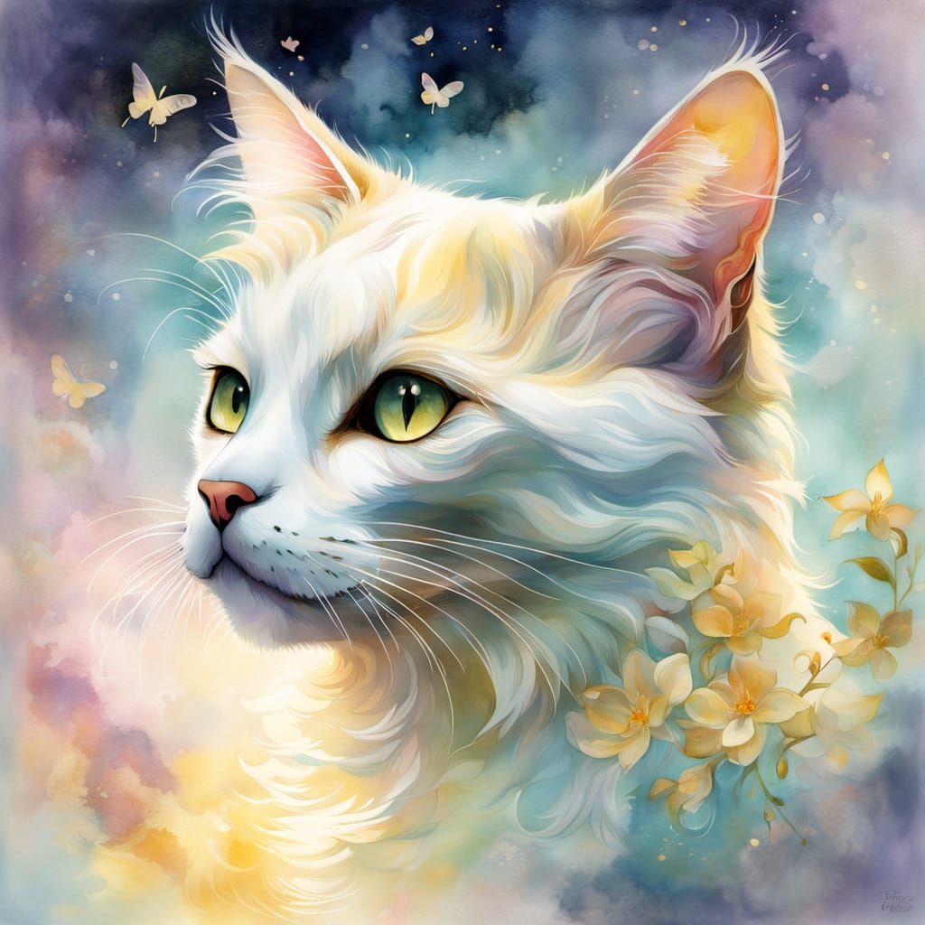 Dreamy White Cat