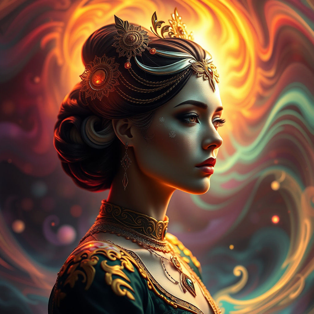 Ethereal Woman in Art Nouveau Style