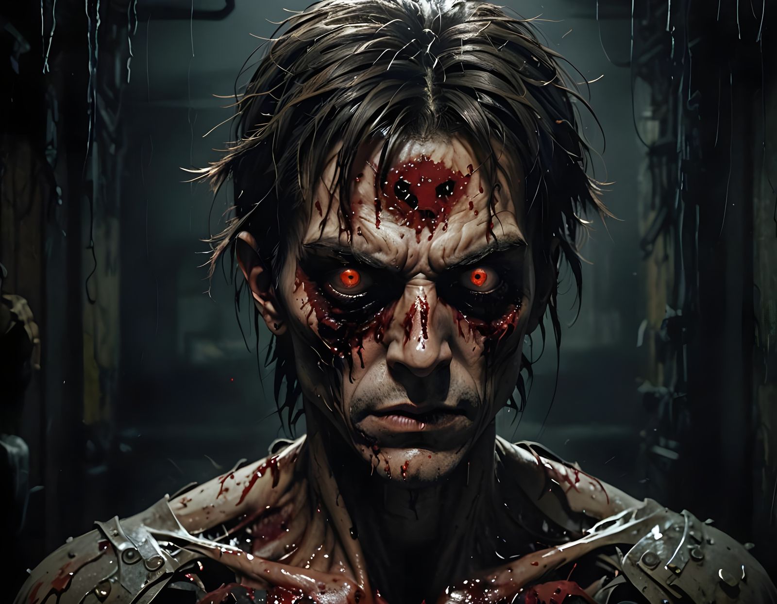 Cybernetic Beast in Darkened Chamber