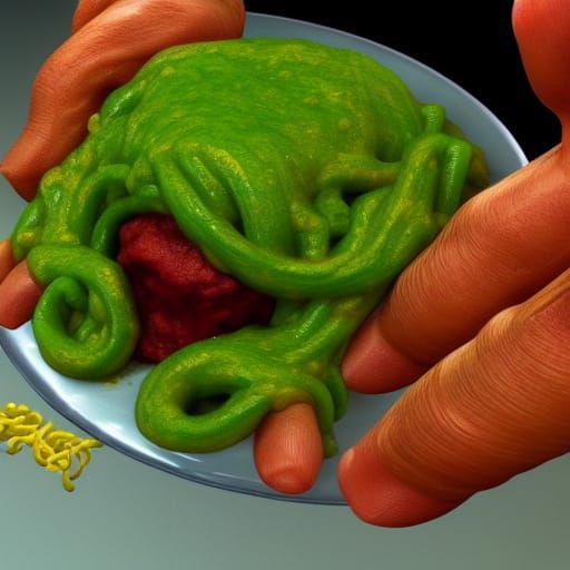 Superhero Meatwad Finger in Realistic Oil Painting