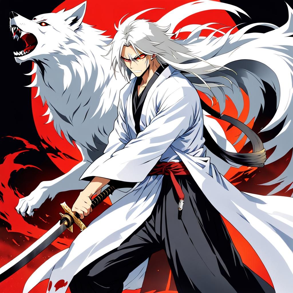Soul Reaper with Wolf Spirit in Anime Style