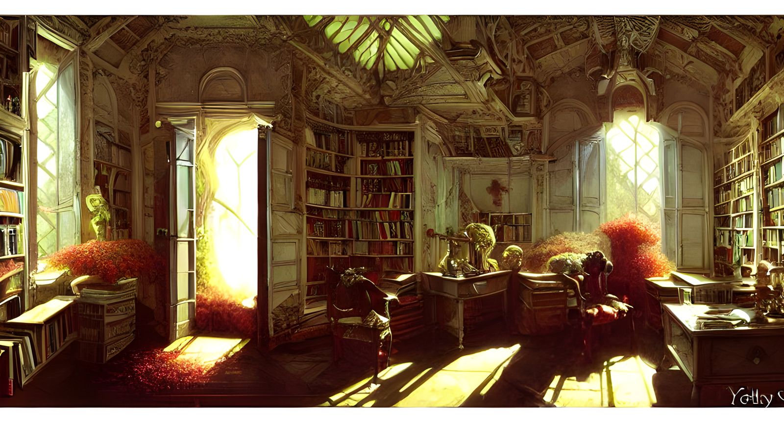 Cluttered White Room in Detailed Digital Painting