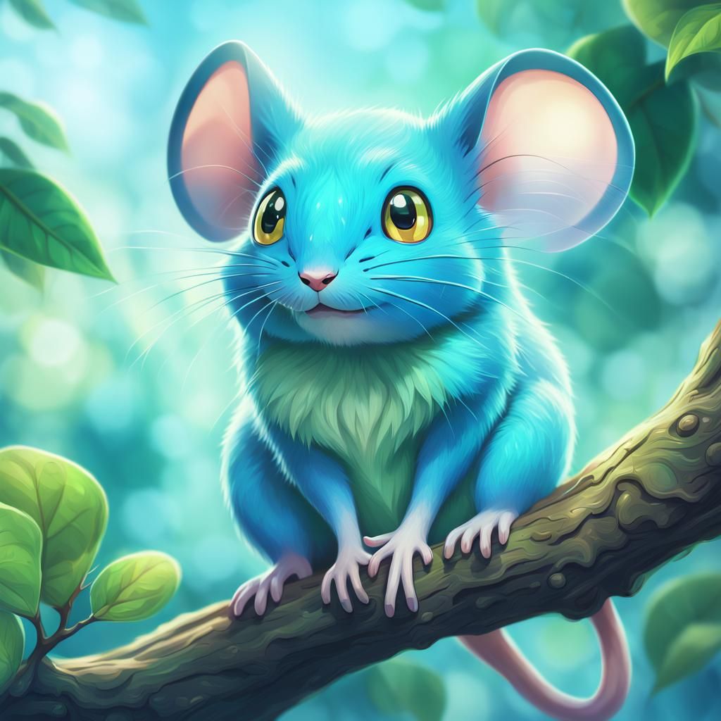 Realistic Pokémon Mouse in Kawaii Illustration Style