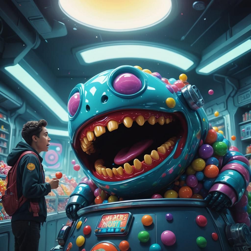 Sci-Fi Movie Scene in Candy Art Style