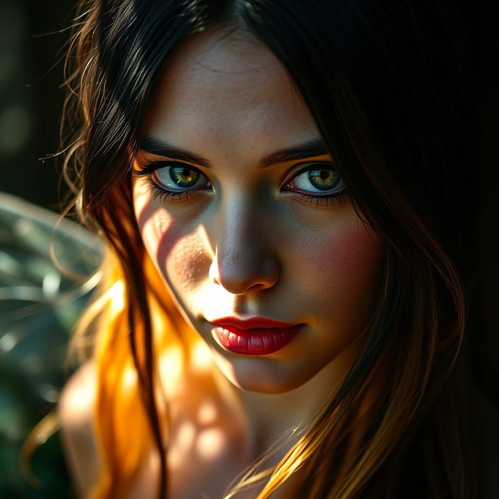 Enchanting Forest Fairy with Sparkling Eyes