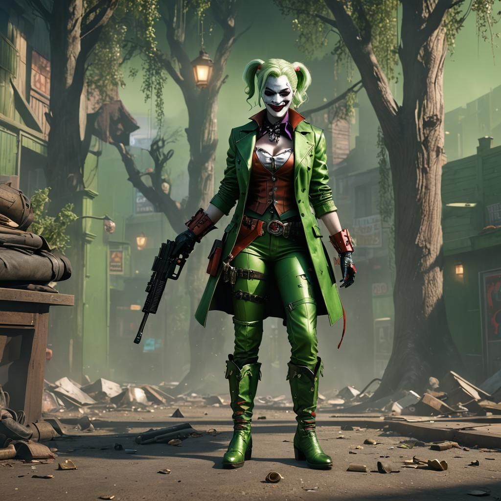 Harley Quinn as Joker with Cowboy Boots