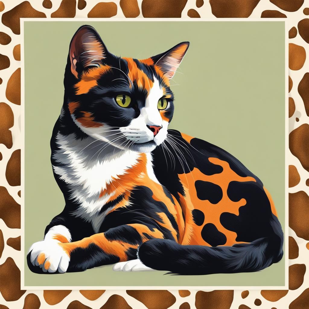 Calico Cat with Cow Print Fur