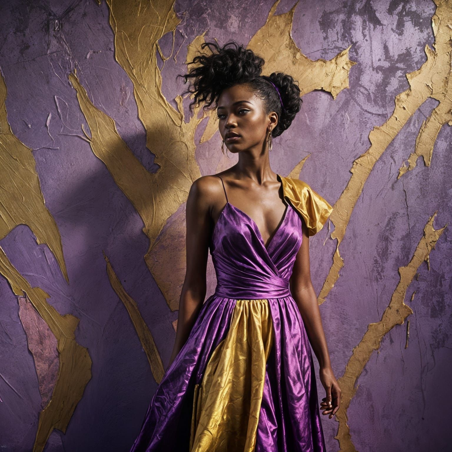Black Woman in Velvet Dress: Hyperrealistic Portrait