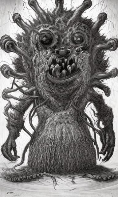 Pineal Gland Monster Concept Art in Dark Horror Style