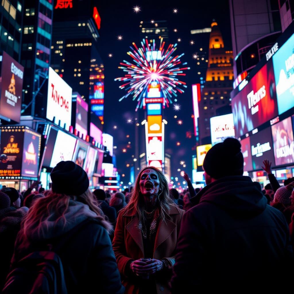 Zombies Celebrate New Year's Eve in Times Square