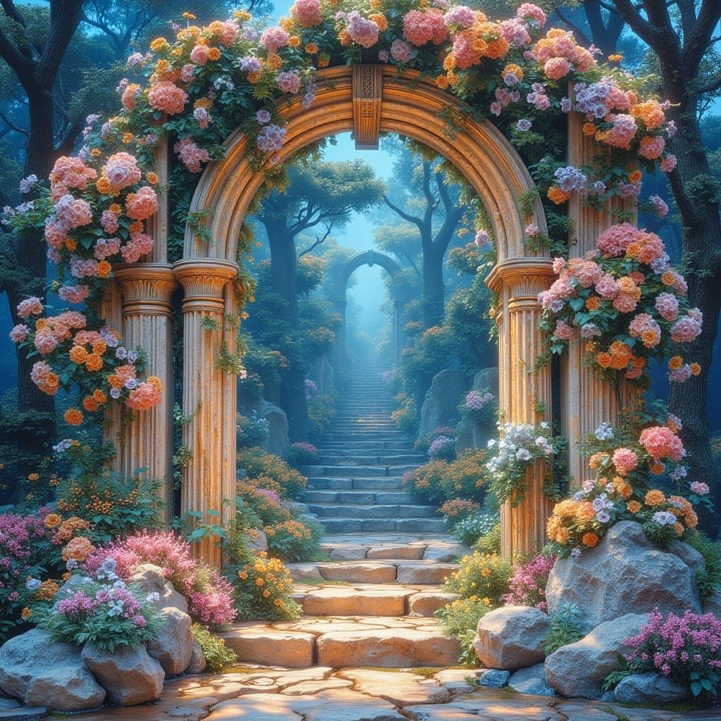 Impasto Whimsy: Vibrant Roman Ruins Portal Unfolds to a Heav...