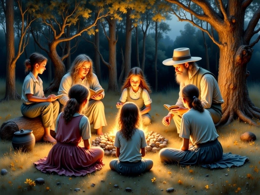 Ancient Shepherd Shares Enchanting Tales by Campfire Glow