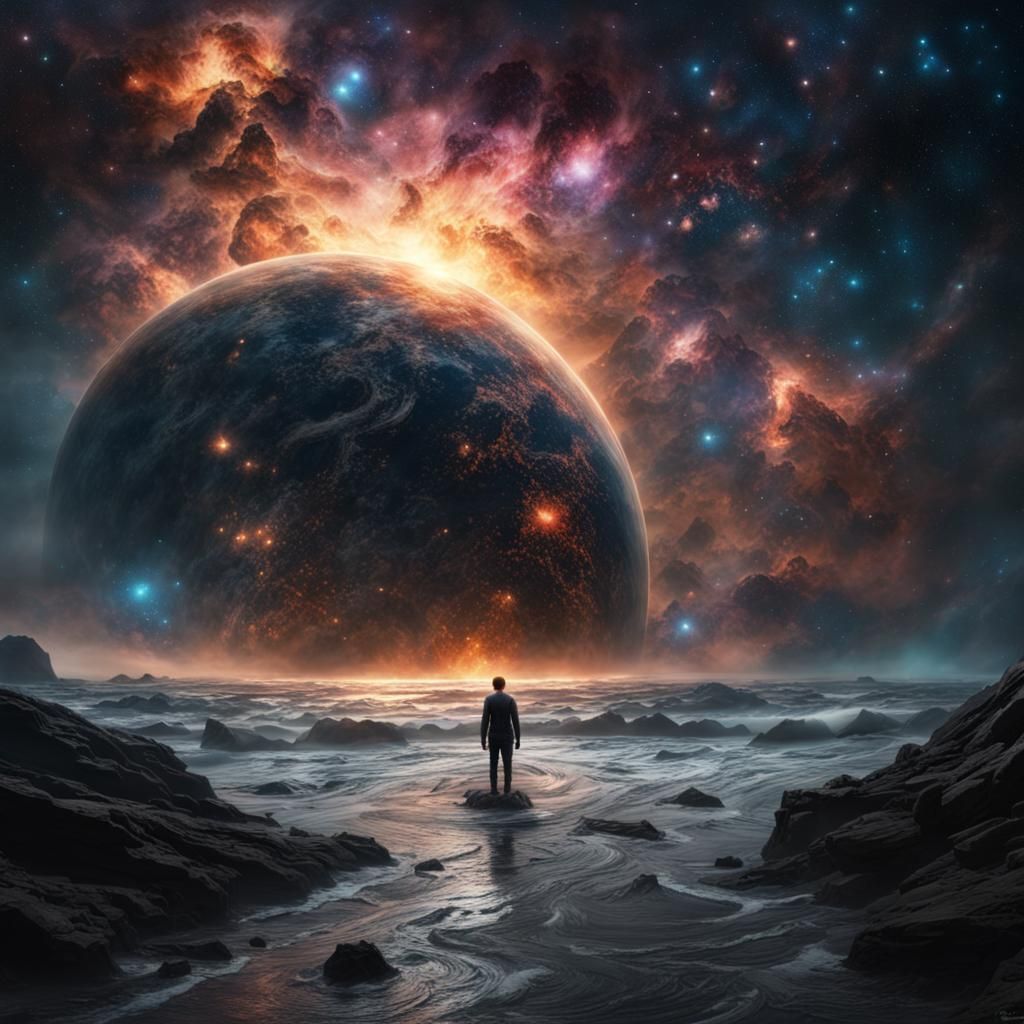 Cosmic Inferno: A Hyperrealistic Nebula Painting