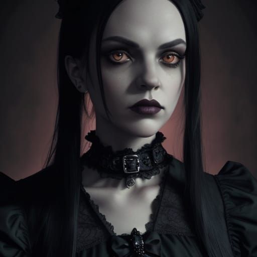 Wednesday Addams in Dark Academia Portrait