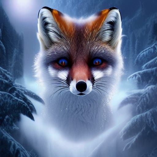 Dramatic Ice Fox Digital Matte Painting