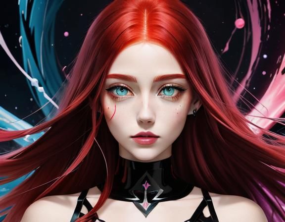 Colorful Abstract Portrait of a Woman with Aura