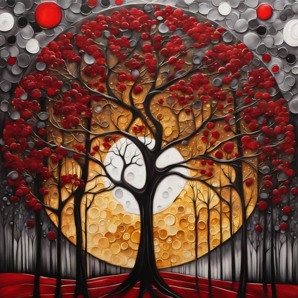 Moonlit Arabesque Forest in Alcohol Ink Impasto