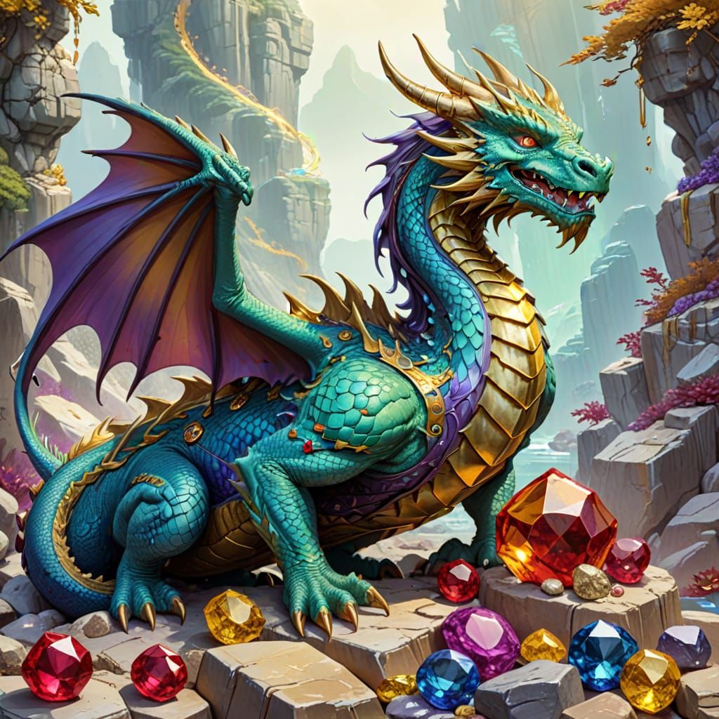 Dragon Guarding Treasure: Digital Concept Art