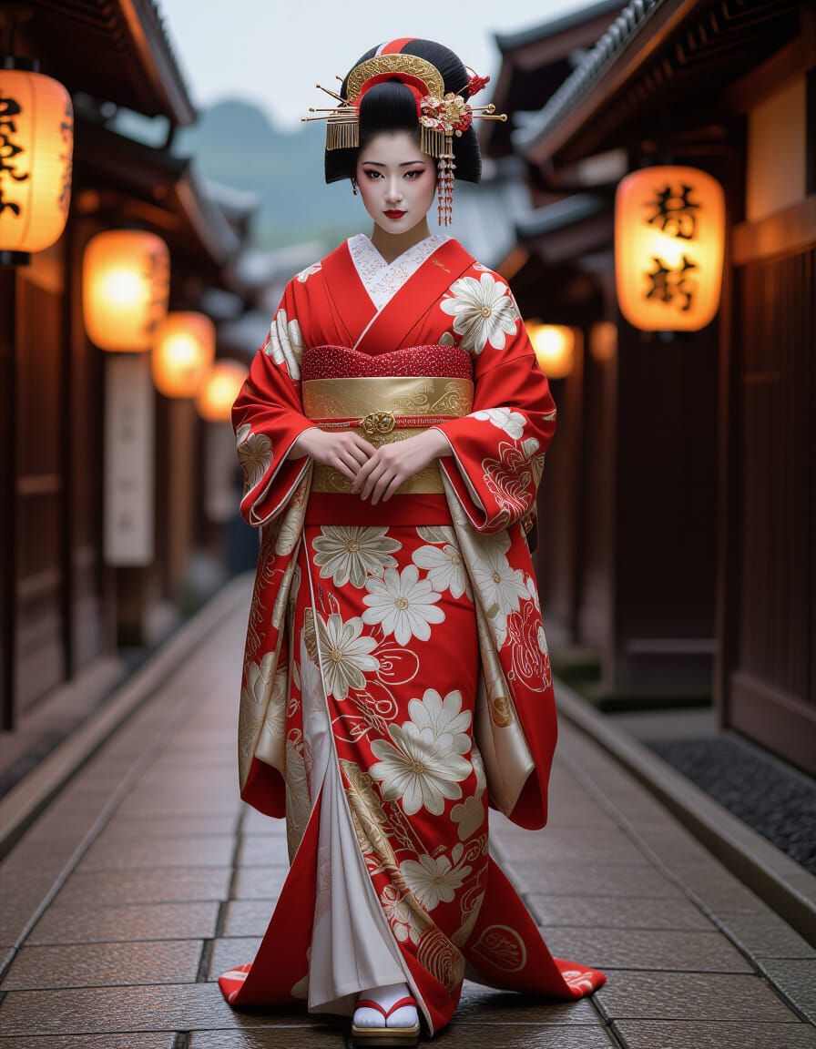 Edo Period Oiran in Yoshiwara, Photo-Realistic Style