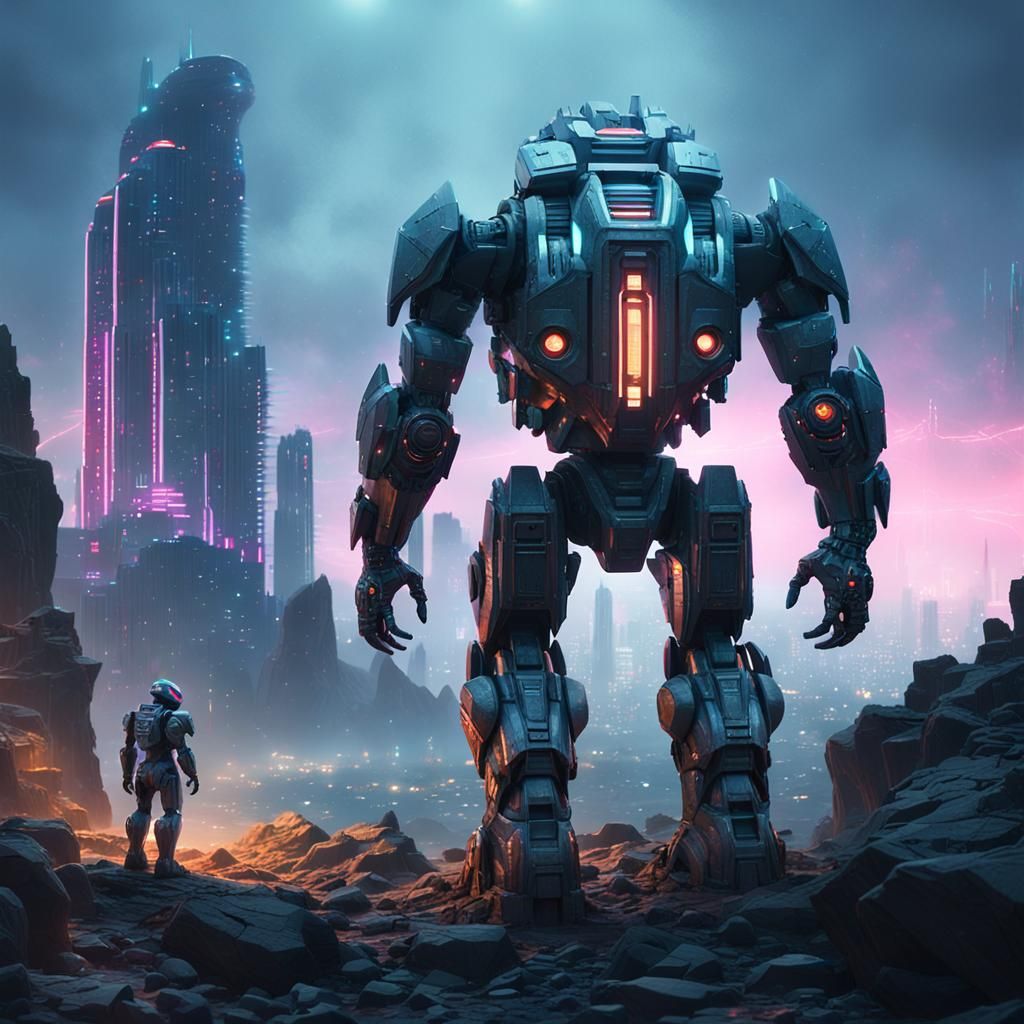 Mechanical Sci-Fi Robot in Dinosaur Suit