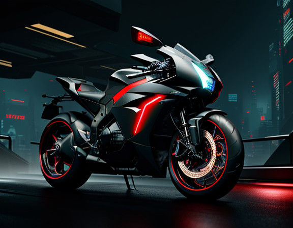 Cyberpunk Motorcycle in Dark Futuristic Style