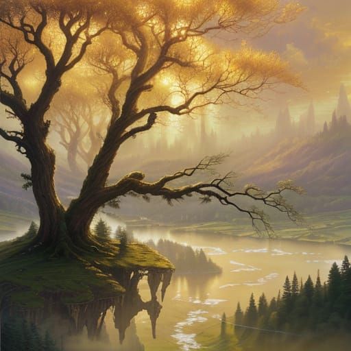 Ethereal Weeping Willow in Golden Light