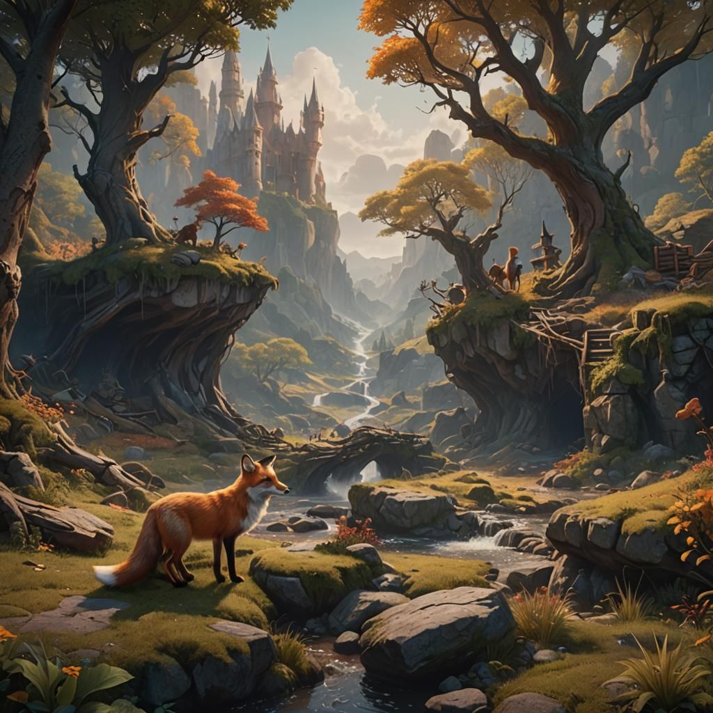 Fox and Hound: Detailed Fantasy Concept Art