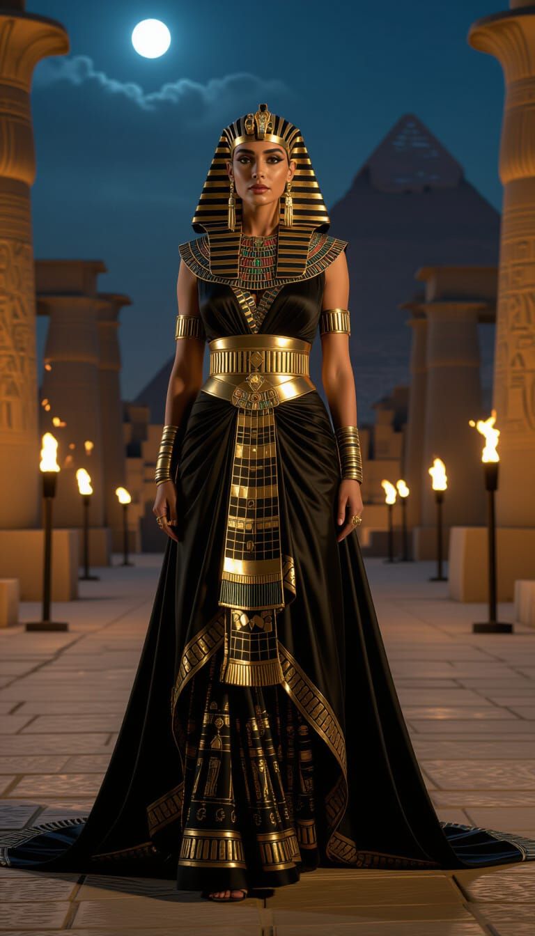 Egyptian Queen in Golden Light: Photorealistic Style