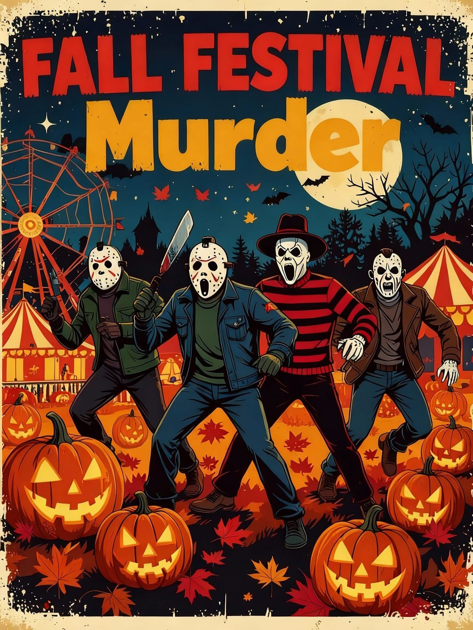 Slasher Villains Invade Chaotic Fall Festival Poster