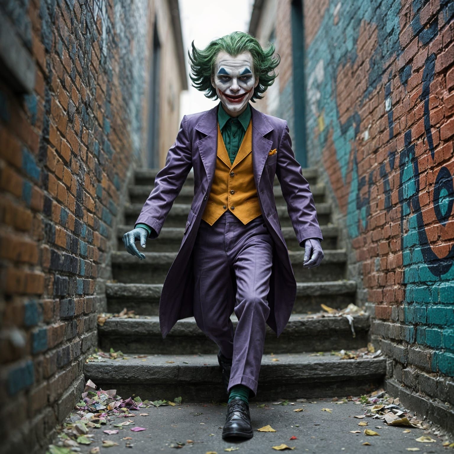 Joker Descends into a Graffiti-Adorned Neighborhood