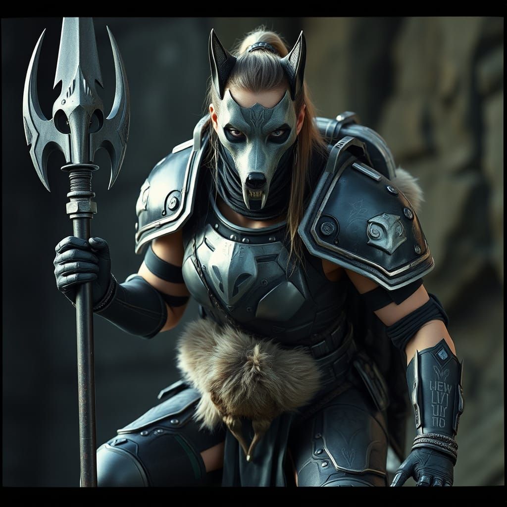 Warrior Saint in Dark Steel Armor, Wielding Gjallarhorn Lanc...