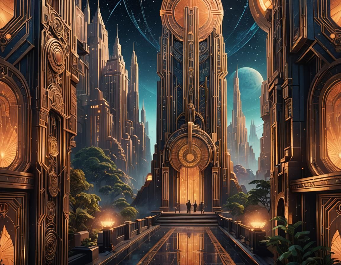 Art Deco in a Detailed Matte Painting Style