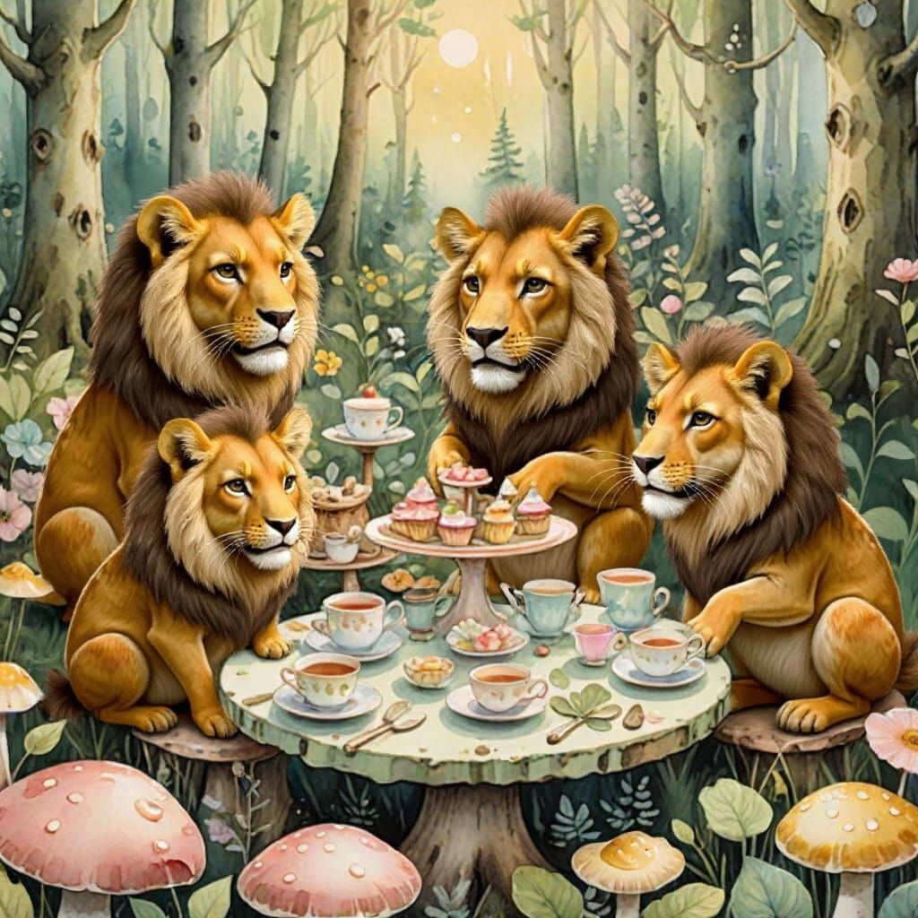 Majestic Lions Roaming the African Savannah