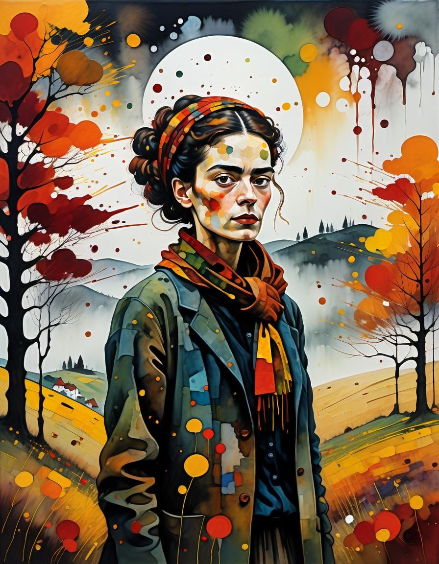 autumnal portrait Frida Kahlo