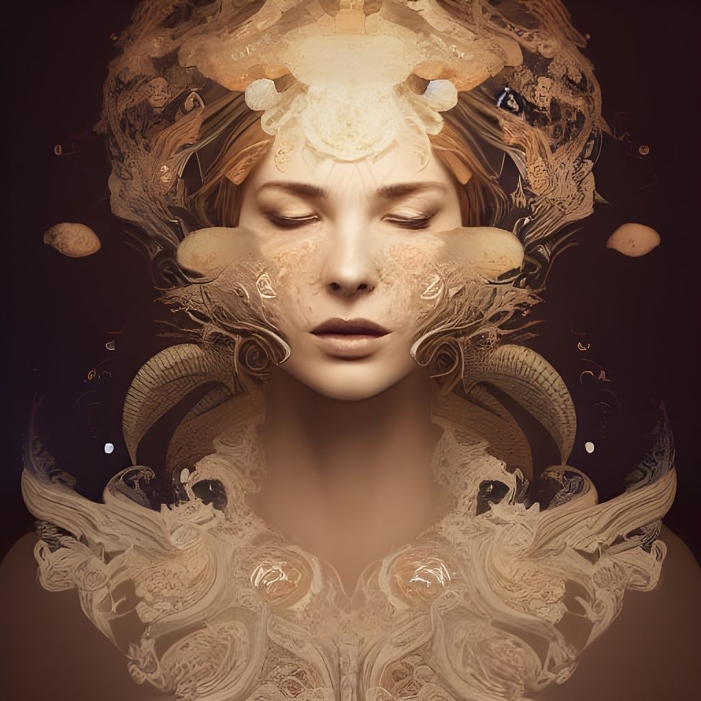 Floral Ivory Woman: Fantasy Art Portrait