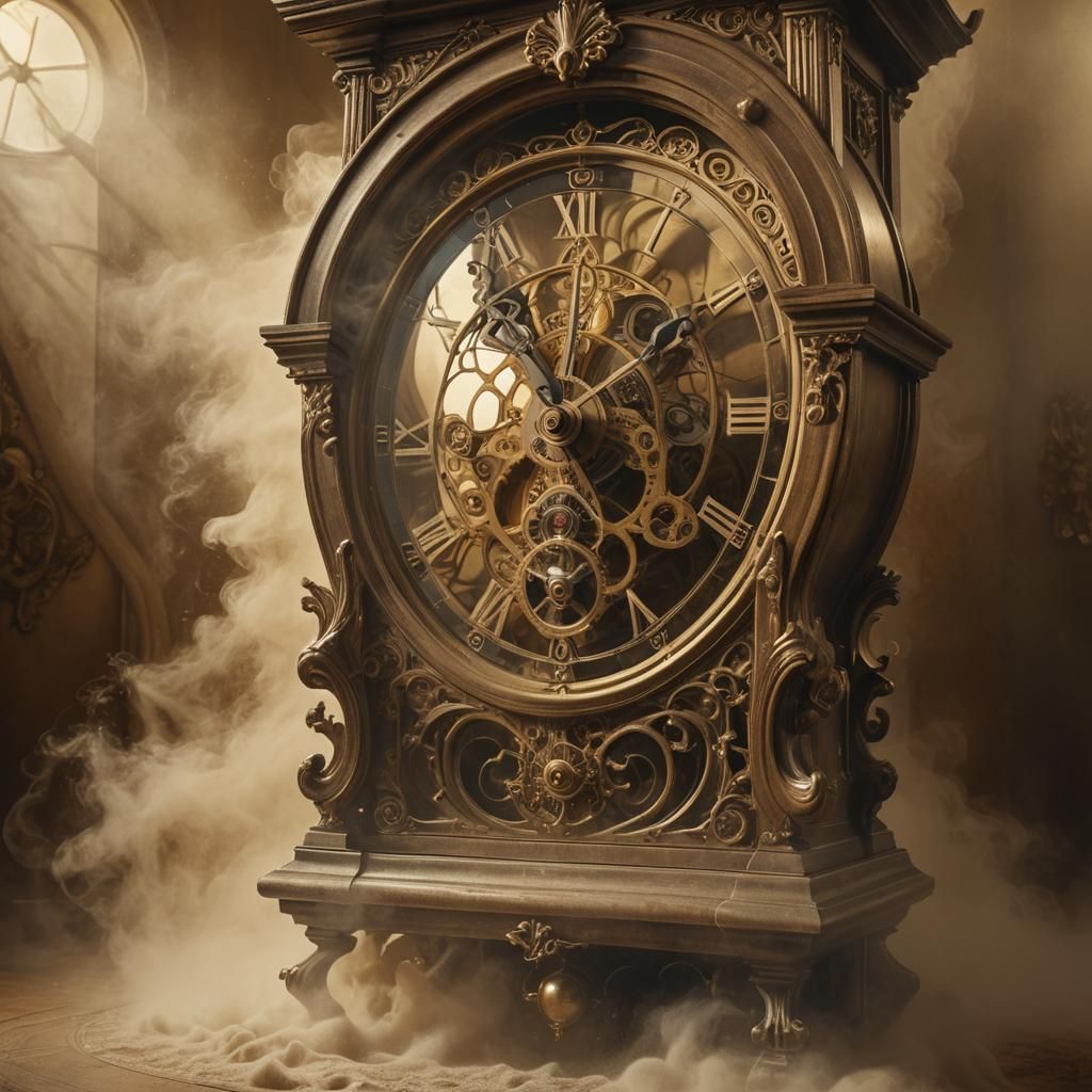 Surreal Grandfather Clock Reverses Time Flow